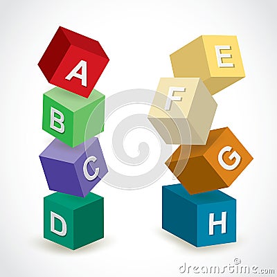 Box cube rectangle polygon geometry arrange overlap vector Vector Illustration