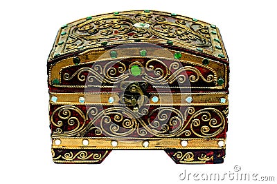 Box decorate with jewelry isolate Stock Photo