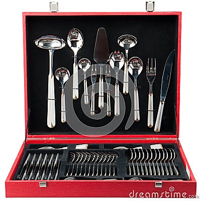 The box with flatware Stock Photo