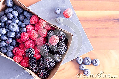 Box of Fresh Seasonal Autumn Berries Stock Photo