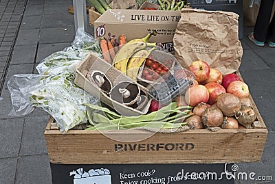 A Box of Organic Fruit and Vegetables Editorial Stock Photo