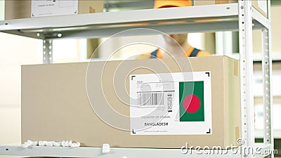 Box with goods from Bangladesh in a warehouse Stock Photo
