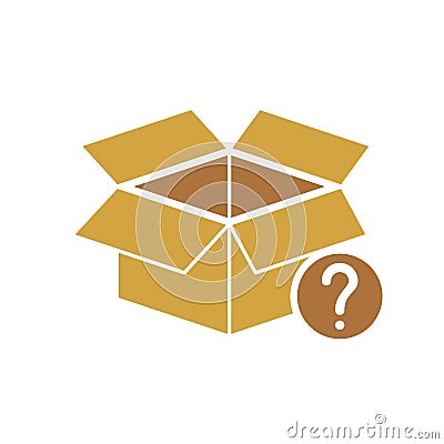 Box icon, delivery and shipping, open package, unbox icon with question mark. Box icon and help, how to, info, query symbol Vector Illustration