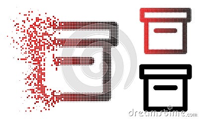 Destructed Dotted Halftone Box Icon Vector Illustration