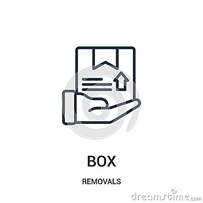 box icon vector from removals collection. Thin line box outline icon vector illustration. Linear symbol for use on web and mobile Vector Illustration