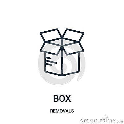 box icon vector from removals collection. Thin line box outline icon vector illustration. Linear symbol for use on web and mobile Vector Illustration