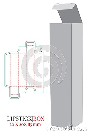 Lipstick Box Template, Vector with die cut/ laser cut layers. Lipstick Box, Cosmetic Box Design Vector Illustration