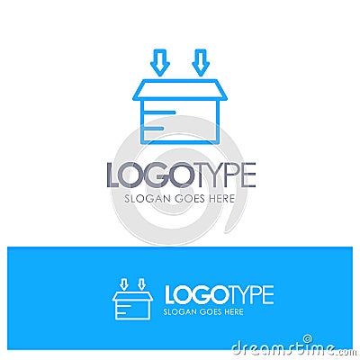 Box, Logistic, Open Blue Outline Logo Place for Tagline Vector Illustration