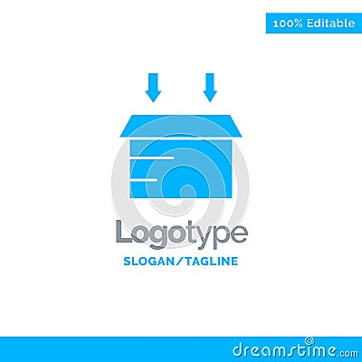 Box, Logistic, Open Blue Solid Logo Template. Place for Tagline Vector Illustration