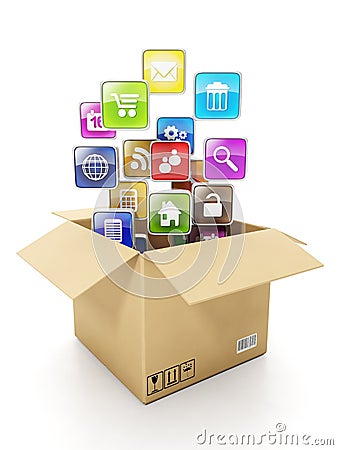 Box and mobile cloud icons Stock Photo
