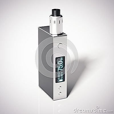 Box mod e-cigarette with rebuildable dripping atomizer. 3d rendering Stock Photo