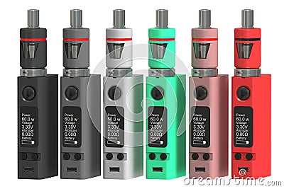 Box Mods Electronic cigarettes, 3D rendering Stock Photo