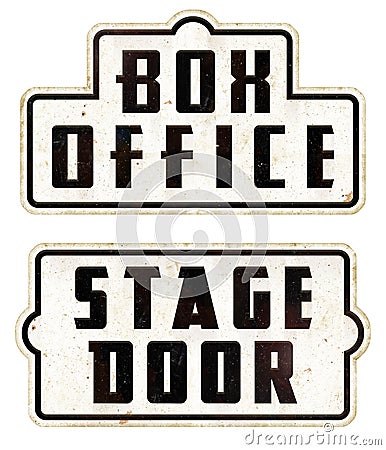 Box Office Stage Door Sign Stock Photo