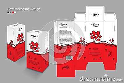 Packaging Box, Packaging Template for cosmetic, Supplement, spa, Beauty, food, Hair, Skin, lotion, medicine, cream. Box design Vector Illustration