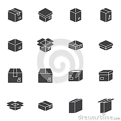 Box packaging vector icons set Vector Illustration