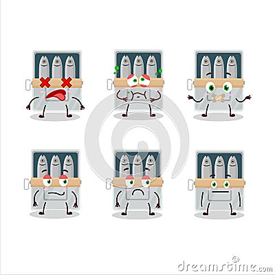 Box of sardines cartoon character with nope expression Vector Illustration
