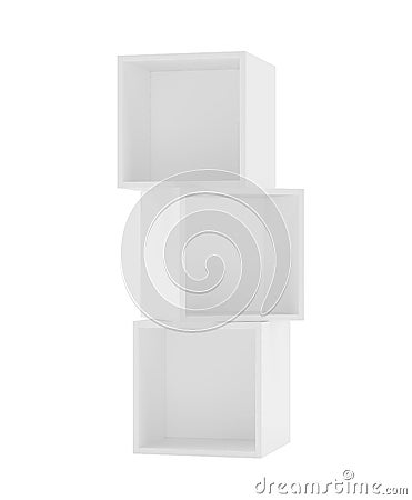 Box shelves white. 3d rendering on background. Stock Photo