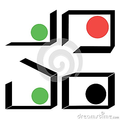 Box stylized vector composition range misc Vector Illustration