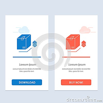 Box, Surprise, Packing, Bundle Blue and Red Download and Buy Now web Widget Card Template Vector Illustration