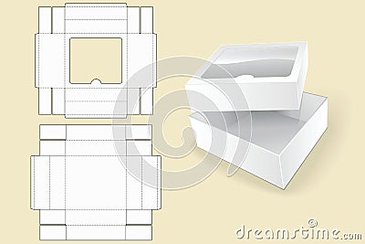 Box template. Packaging. White Cardboard Box. Opened White Cardboard Package Box. Vector Illustration