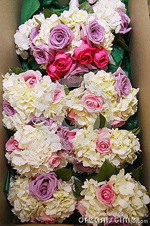 Box of Wedding Flowers Stock Photo