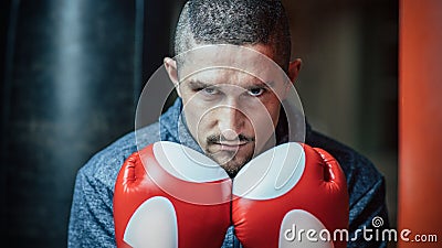 Boxer attuned to battle,promotional picture for boxing Stock Photo