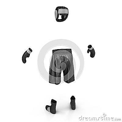 Boxer Black Suit on white. 3D illustration Cartoon Illustration