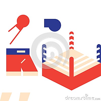 Boxer and boxing flat icon Vector Illustration