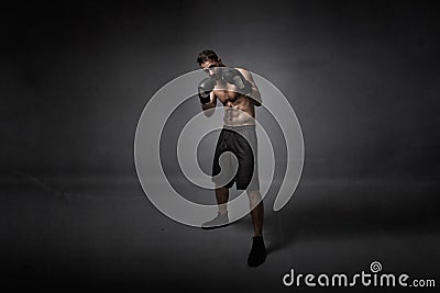 Boxer in defensive position Stock Photo