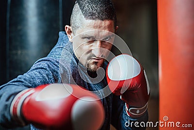 Boxer delivers a deft hit. Promotional picture for boxing Stock Photo