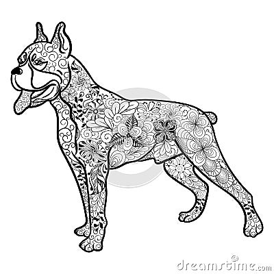 Boxer dog doodle Vector Illustration