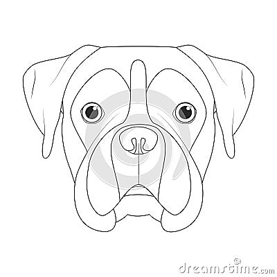 Boxer dog easy coloring cartoon vector illustration. Isolated on white background Vector Illustration