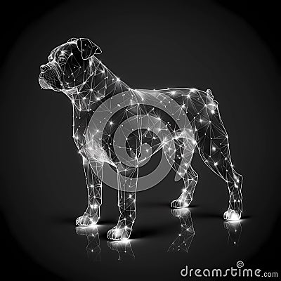 Boxer dog made of polygonal crystal glasses Stock Photo