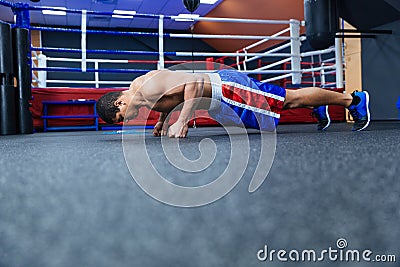 Boxer doing push ups Stock Photo