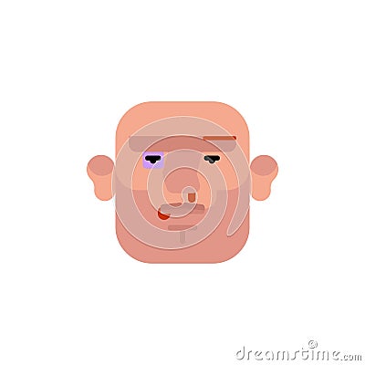 Boxer face after fight. Broken nose and bruise Vector Illustration