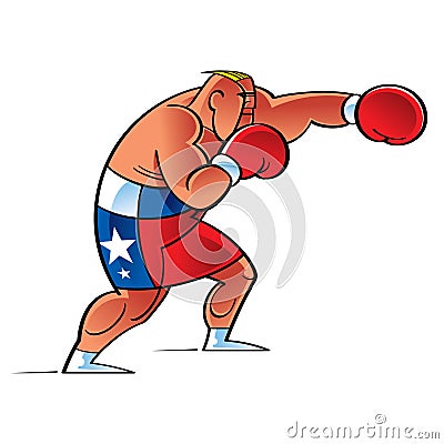 Boxer Fighter in the Ring Vector Illustration