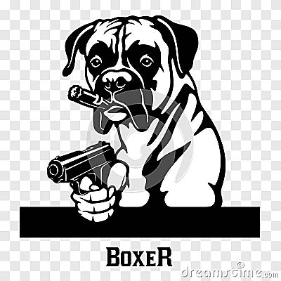 Boxer with guns - Boxer gangster. Head of angry Boxer Vector Illustration