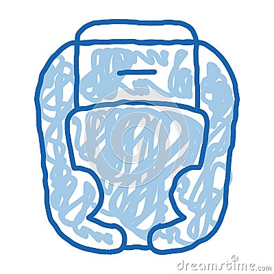 Boxer Helmet doodle icon hand drawn illustration Vector Illustration