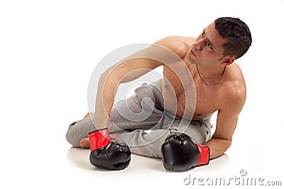 Boxer on knockout Stock Photo