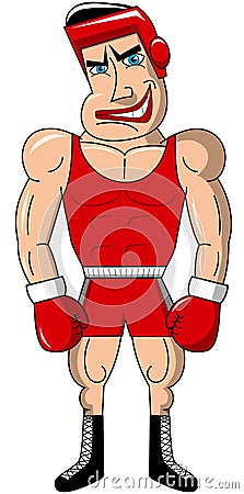 Boxer Mad Muscular Headgear Isolated Vector Illustration