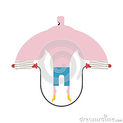 boxer on rope jump Training. Fitness exercises. sportsman isolated Vector Illustration