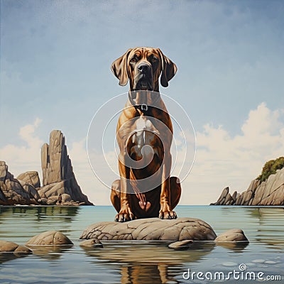 Dog Le Mal De Mer I: A Serene Beauty In Blue Water Stock Photo