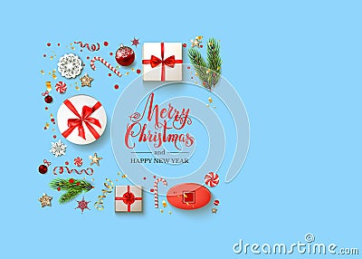 Boxes Blue holiday Christmas Vector Illustration