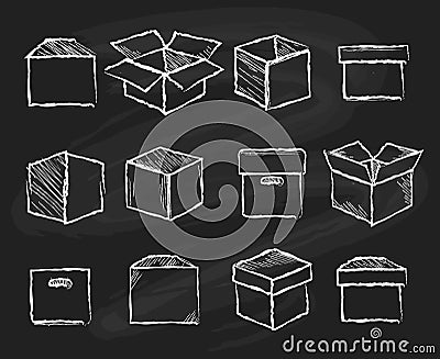 Boxes on chalk board Vector Illustration