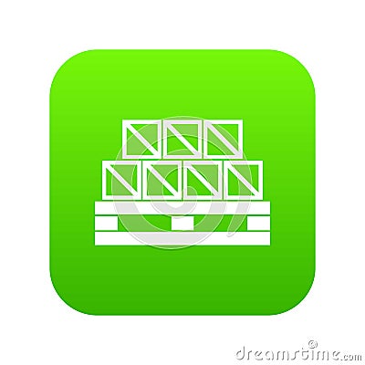 Boxes goods icon digital green Vector Illustration