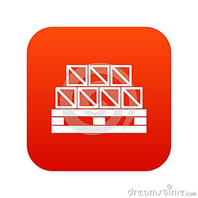 Boxes goods icon digital red Vector Illustration