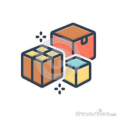 Color illustration icon for Boxes, carton and storage Cartoon Illustration