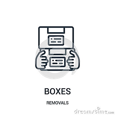 boxes icon vector from removals collection. Thin line boxes outline icon vector illustration. Linear symbol for use on web and Vector Illustration