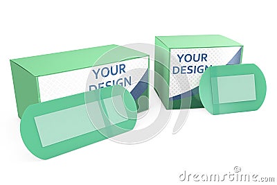 boxes with medical plasters 3d model Stock Photo