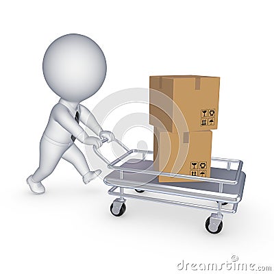 Boxes on a pushcart. Stock Photo